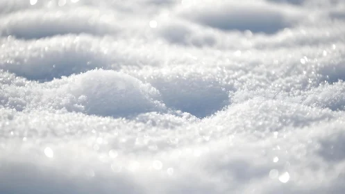 Close-up of sparkling fresh snow in soft natural morning light.