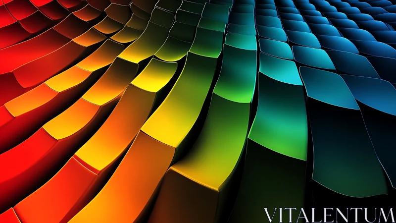 Chromatic tiles cascade like a digital rainbow river in motion
