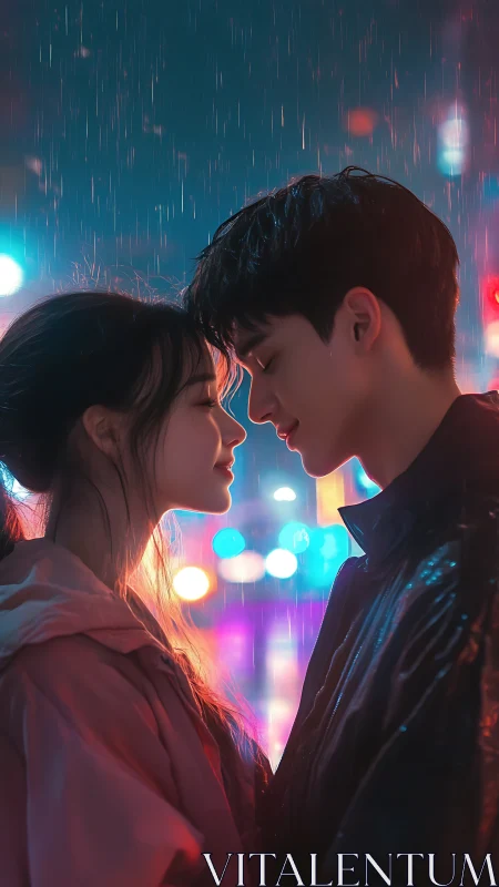 Rain-Soaked Romance: Two Souls Converge Under Neon Dreams
