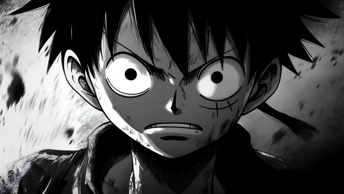 High-contrast anime close-up of battle-hardened fighter face.