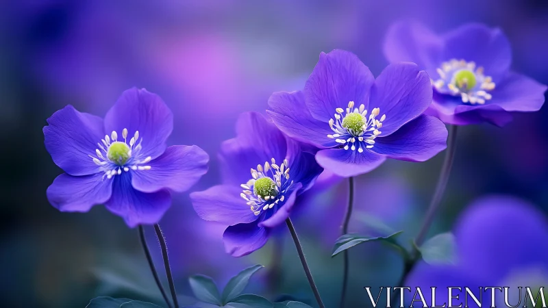 Purple Anemones Dance: Twilight Petals in Dreamy Reverie.
