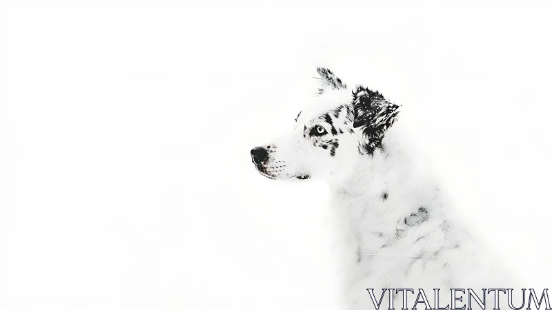 Minimalist border collie profile in high key white space.