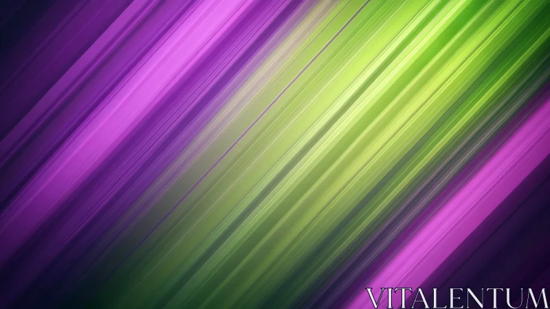 Diagonal green and purple gradient bands intersect the frame