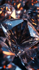 Cut diamond cluster reflects cool blue light and warm fire