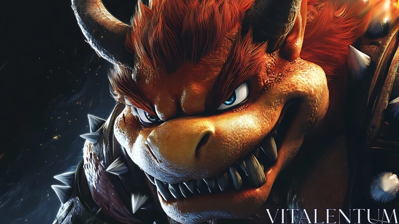 Horned fire king snarls in molten, high-detail closeup.