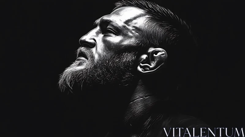 Monochrome male profile glows through dramatic rim light.