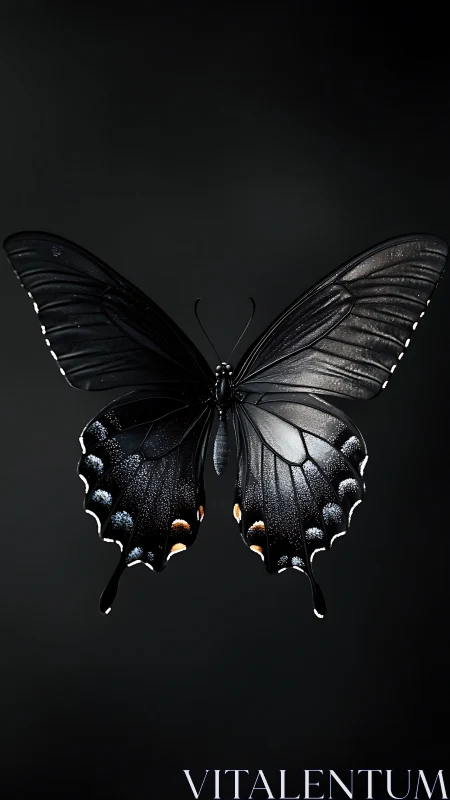 Nocturne-winged butterfly afloat in velvety cosmic hush.