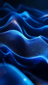 Luminous blue fabric waves with glittering stardust glow.