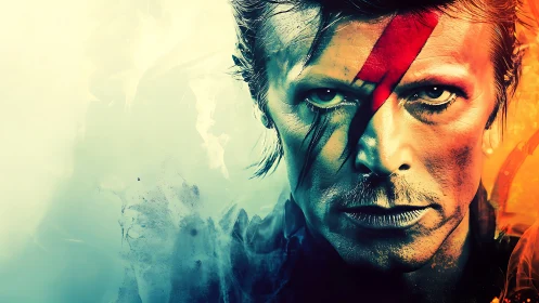 High-contrast digital portrait with split-complementary color lighting