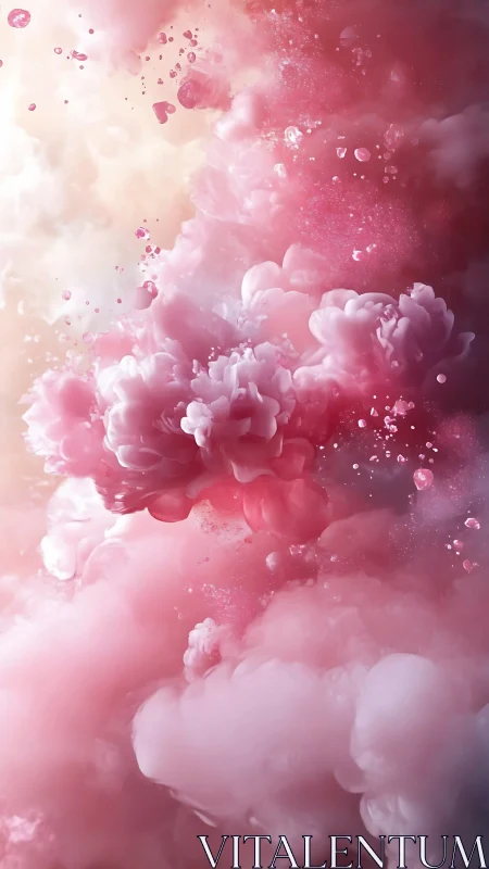 Digital painting of rose cloud plumes in vertical diffusion.