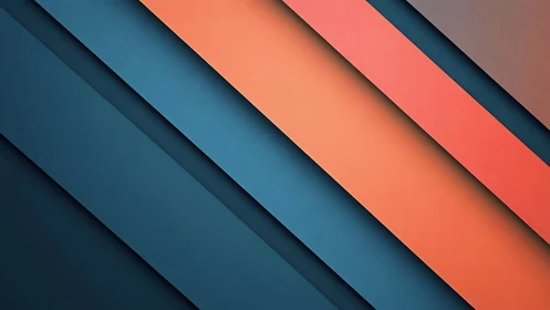 Diagonal layered bands in teal and coral minimal composition