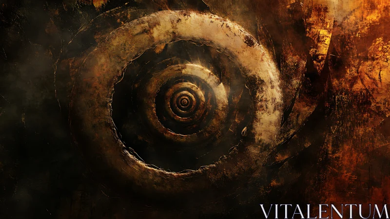 Warm bronze spiral tunnel drawing you into quiet mystery.