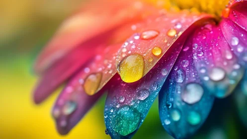 Colorful Petals with Water Droplets.