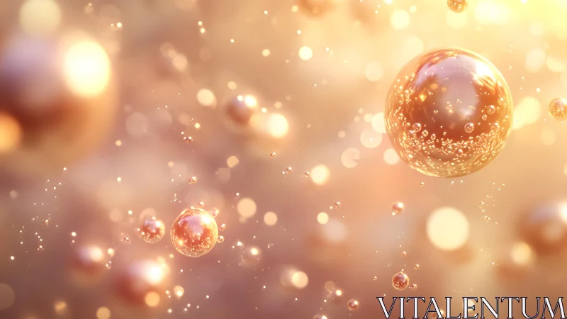 Shimmering Golden Bubbles in Dreamy Abstract Light Effect.