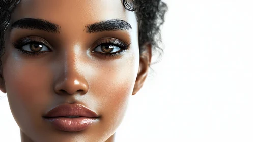 Digital close-up portrait shows detailed female face rendering