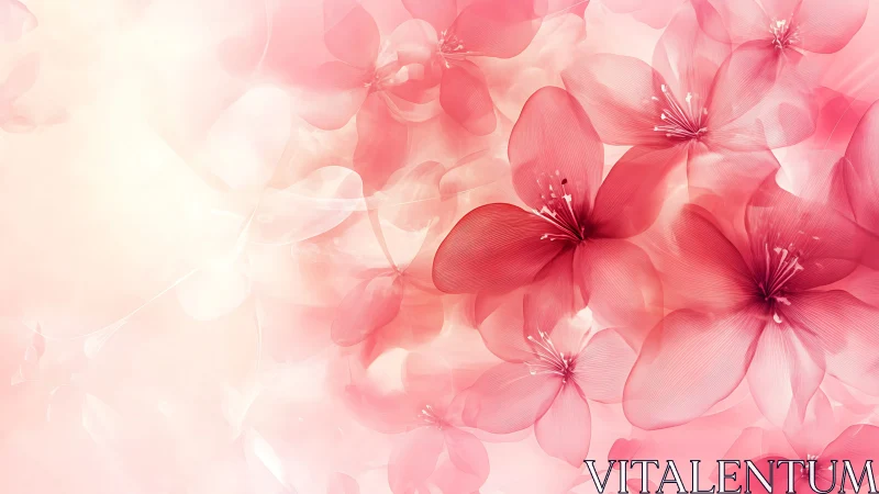 Translucent Pink Flowers Composition with Gradient Overlay