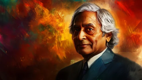 Warm portrait of a thoughtful elder amid glowing colors.