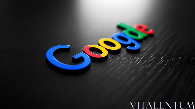 Chromatic Google logotype on brushed black substrate.