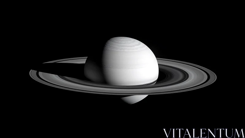 Saturn ringed planet rendered with stark directional lighting