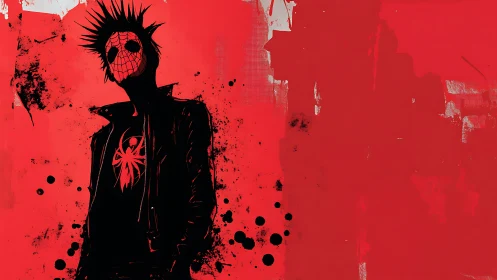 Punk‑spiked spider rebel stalks a dripping crimson void.