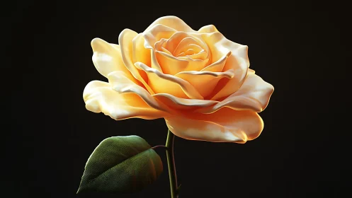 Golden rose with translucent petals rendered in photorealistic digital form.