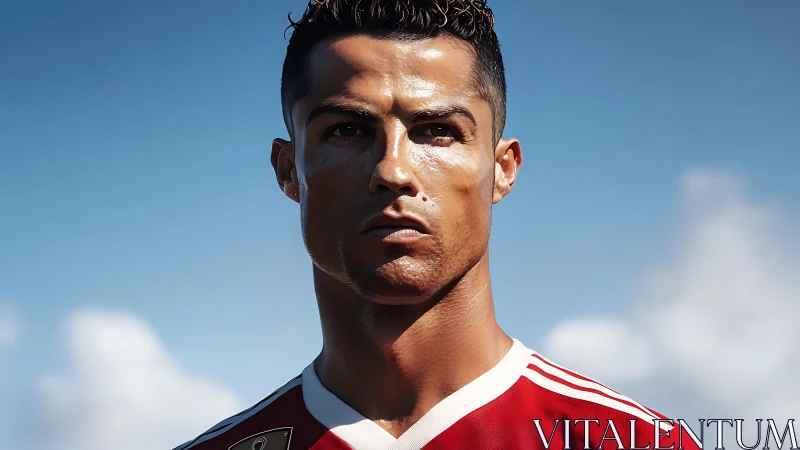 Hyperreal athletic portrait under directional stadium lighting.