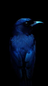 Sapphire Sentinel: Electric Blue Bird Portrait.