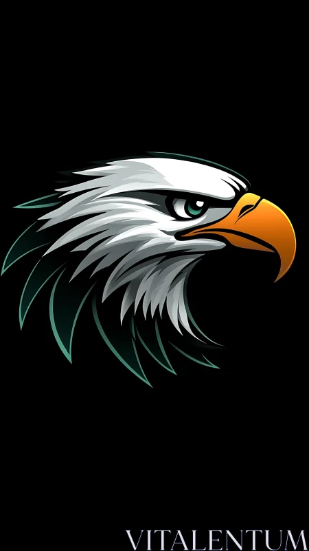 Steel-feathered eagle glares through the midnight digital void