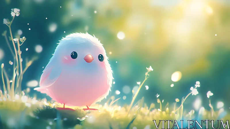Soft-rendered stylized bird with volumetric atmospheric bloom and bokeh lighting effects