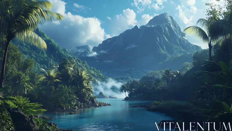 Tropical Paradise: Emerald Waters Meet Majestic Mountain Peaks