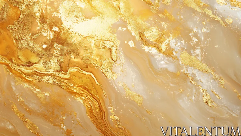 Abstract gold and beige marble texture with metallic highlights.