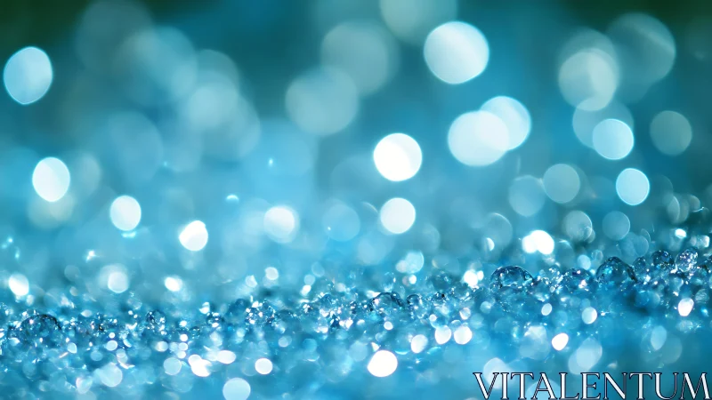 Water droplets in blue macro bokeh field fill the entire frame