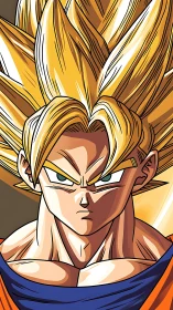 Golden energy flares as a focused warrior meets our stare