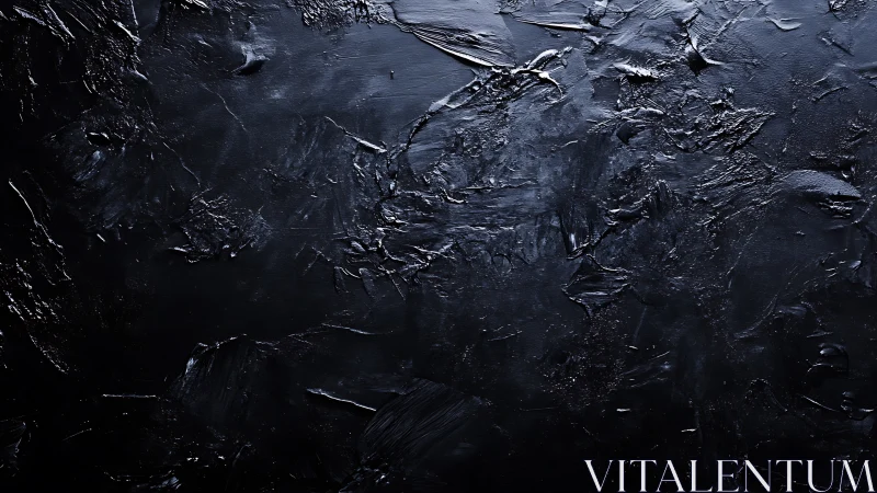 Monochrome black impasto surface reveals sculptural light shifts