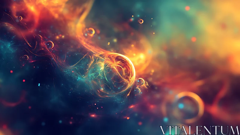 Nebular light orbs swirling through prismatic cosmic mist.