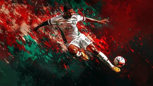 Digital rendering shows footballer striking ball in motion