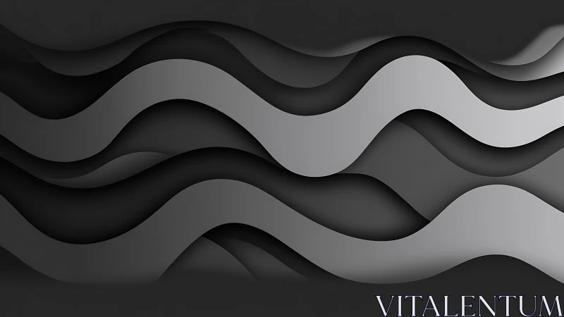 Layered grayscale wave strata with controlled depth gradients.