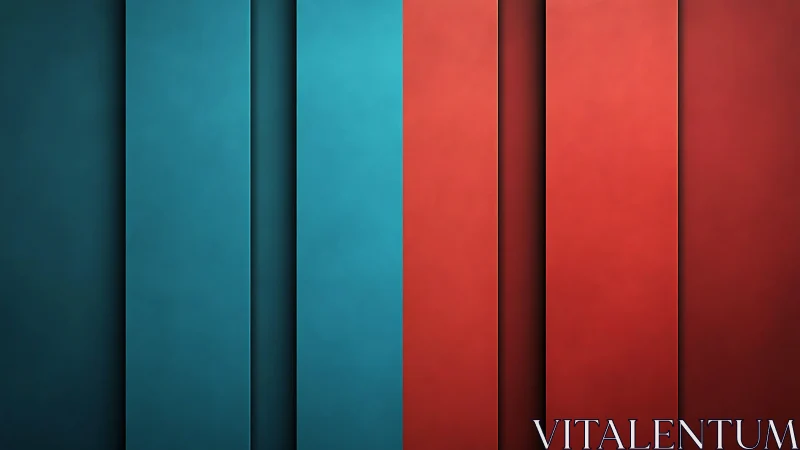 Vertical cyan and red panels form a minimal geometric gradient