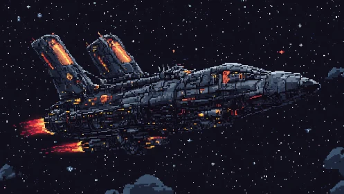 Starforged gunship streaks through a glitter-bitten cosmos