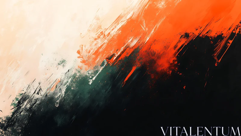 Bold Abstract Brush Strokes in Orange, Black, and Cream Tones.