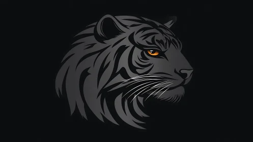 Vector tiger head logo with layered monochrome fur geometry
