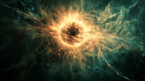 Digital painting of stellar vortex core with radiating energy fields.