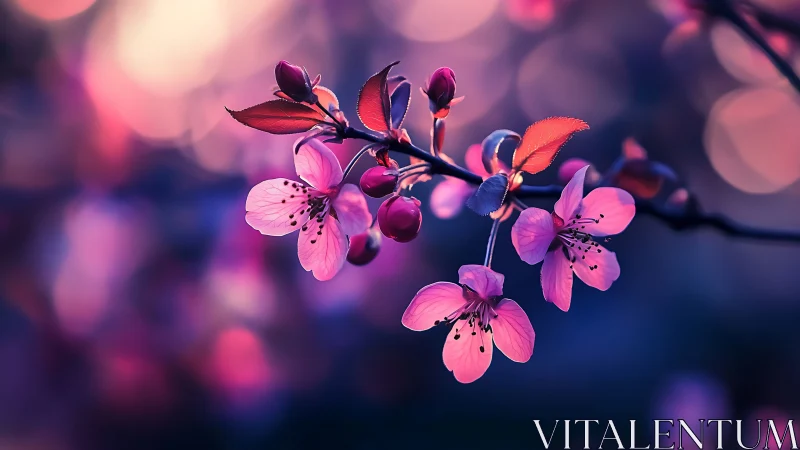 Delicate Pink Blossoms Dance in Magical Twilight Light