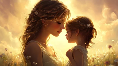 Backlighting Digital Portrait: Two Figures in Golden Hour Atmospheric Rendering