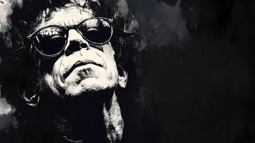 Tilted head in inky shadows stares back at midnight noise