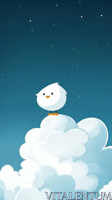 Cloud-Perching Chick Claims Starlit Sky Domain