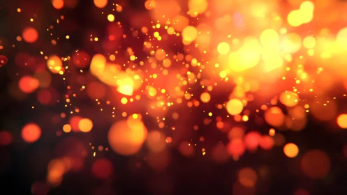 Glowing Orange and Yellow Bokeh Lights Abstract Background.