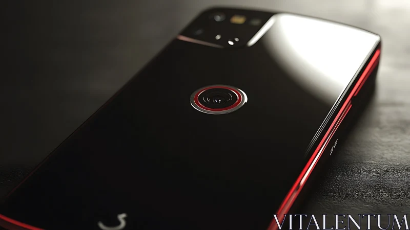 Sleek black smartphone with central rear camera design.