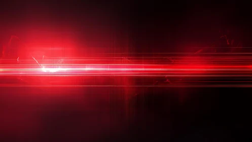 Futuristic Red Laser Beam on Dark Background, Digital Art Style.