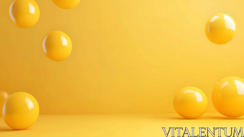 Monochrome yellow 3D spheres on seamless studio backdrop